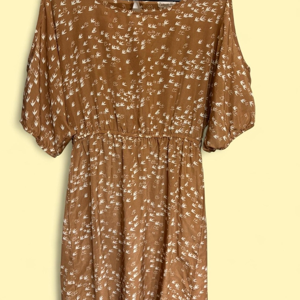 Chic Brown Patterned Midi Dress